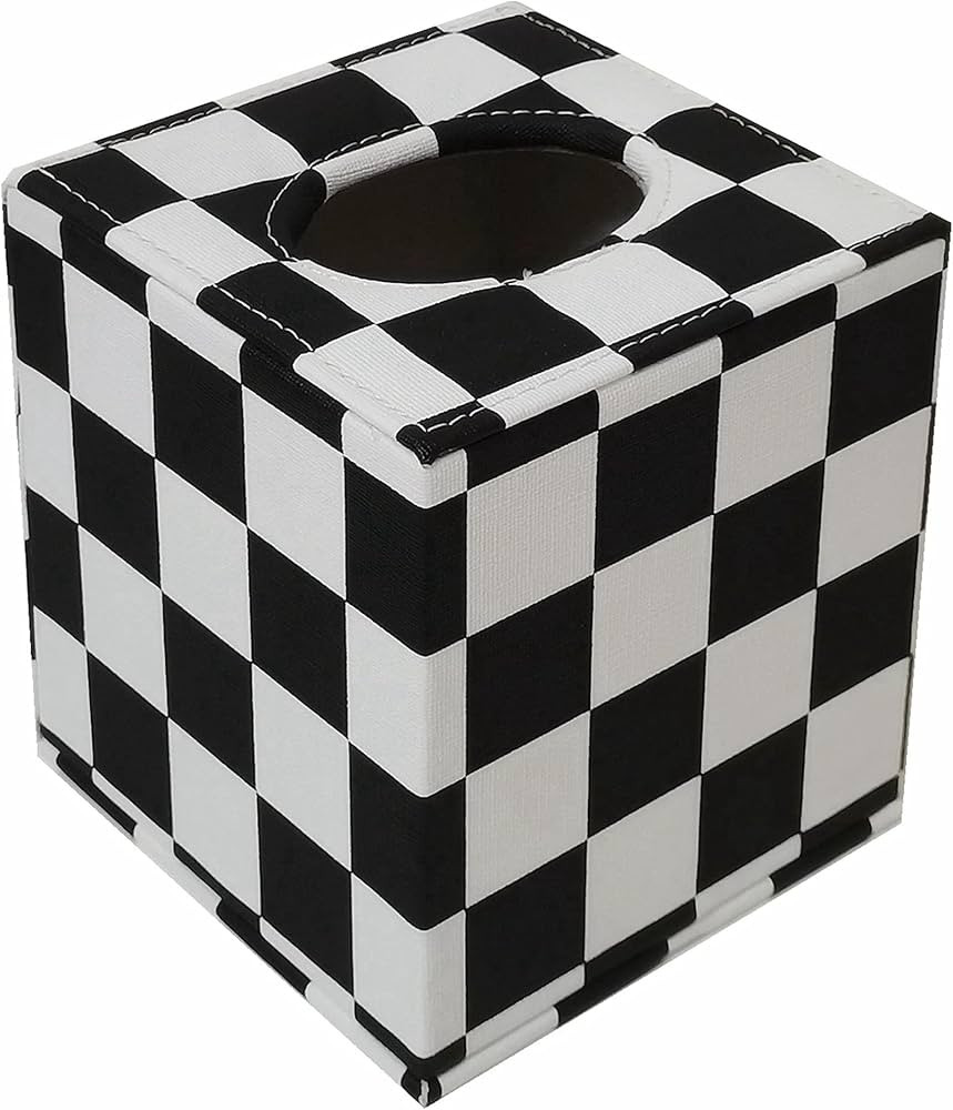 S Forever Home Decor Cube Tissue Box Holders PU Leather Square Tissue Box Cover (Black and White ... | Amazon (US)