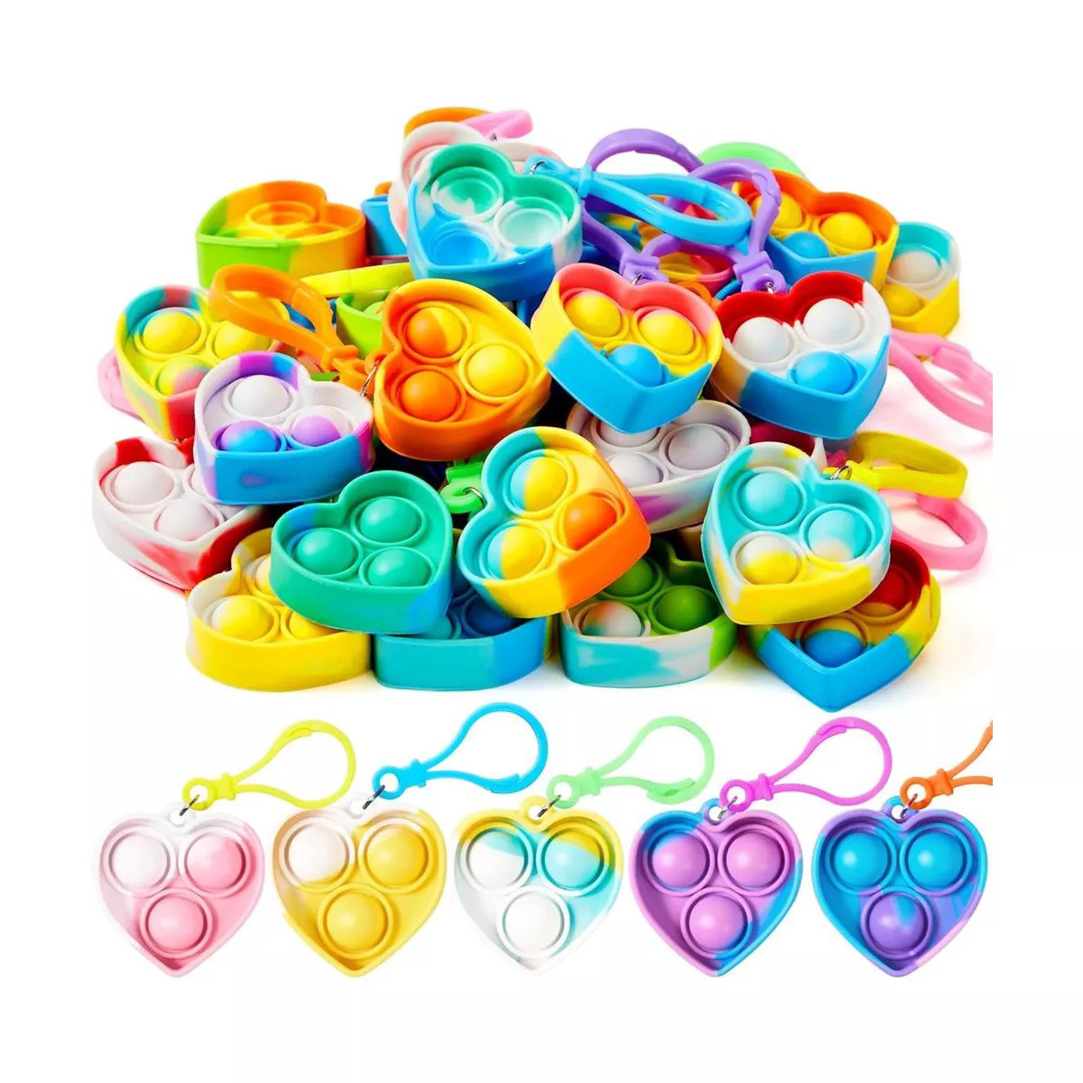 Syncfun 30Pcs Pop Fidget Toys Pop Fidget Keychain Rainbow Bubble Popping Game Mini Fidget Toys Bu... | Target
