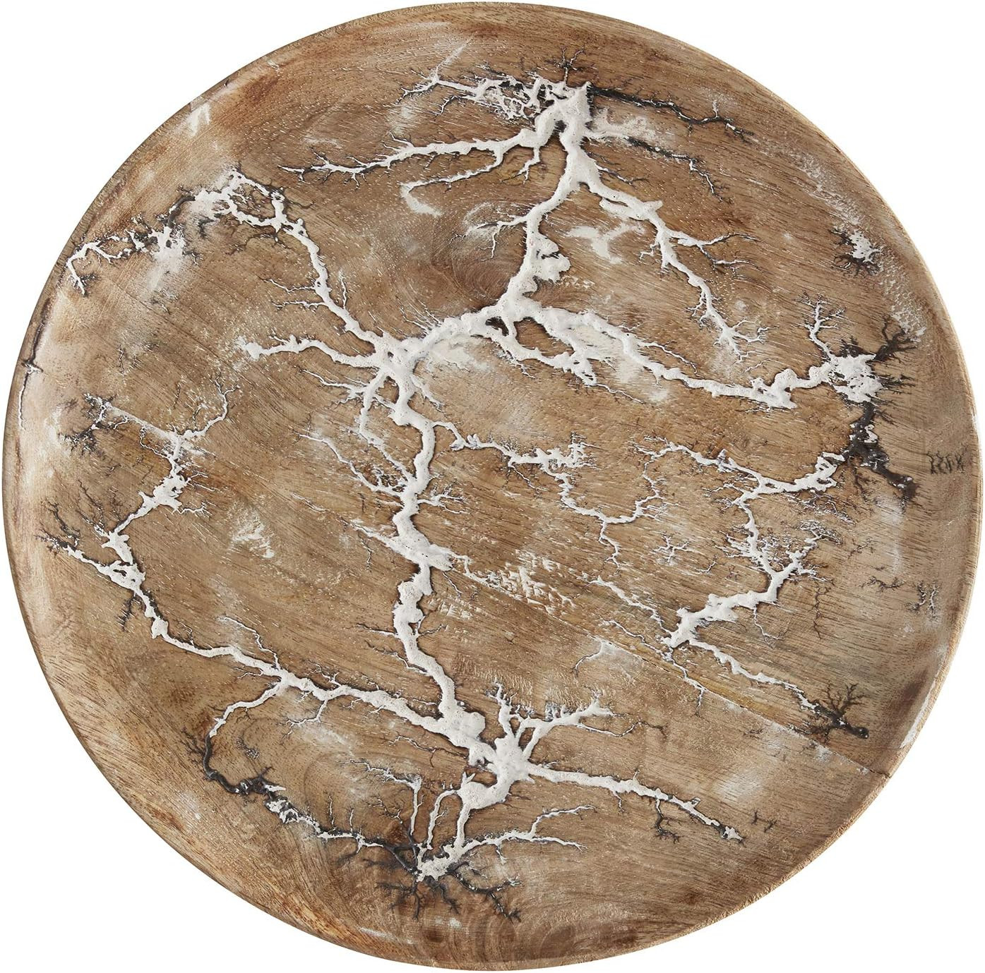 47th & Main Mango Wood Round Serving Tray, 12'' Diameter, White Enamel Crackle | Amazon (US)