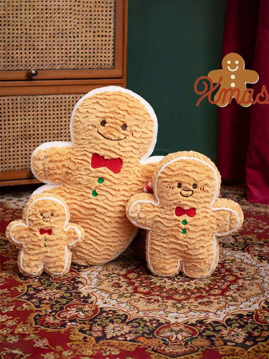 1pc, Christmas Cute Pillows, Christmas Decorative Gingerbread Man Throw Pillow, Stuffed Fluffy Pl... | SHEIN