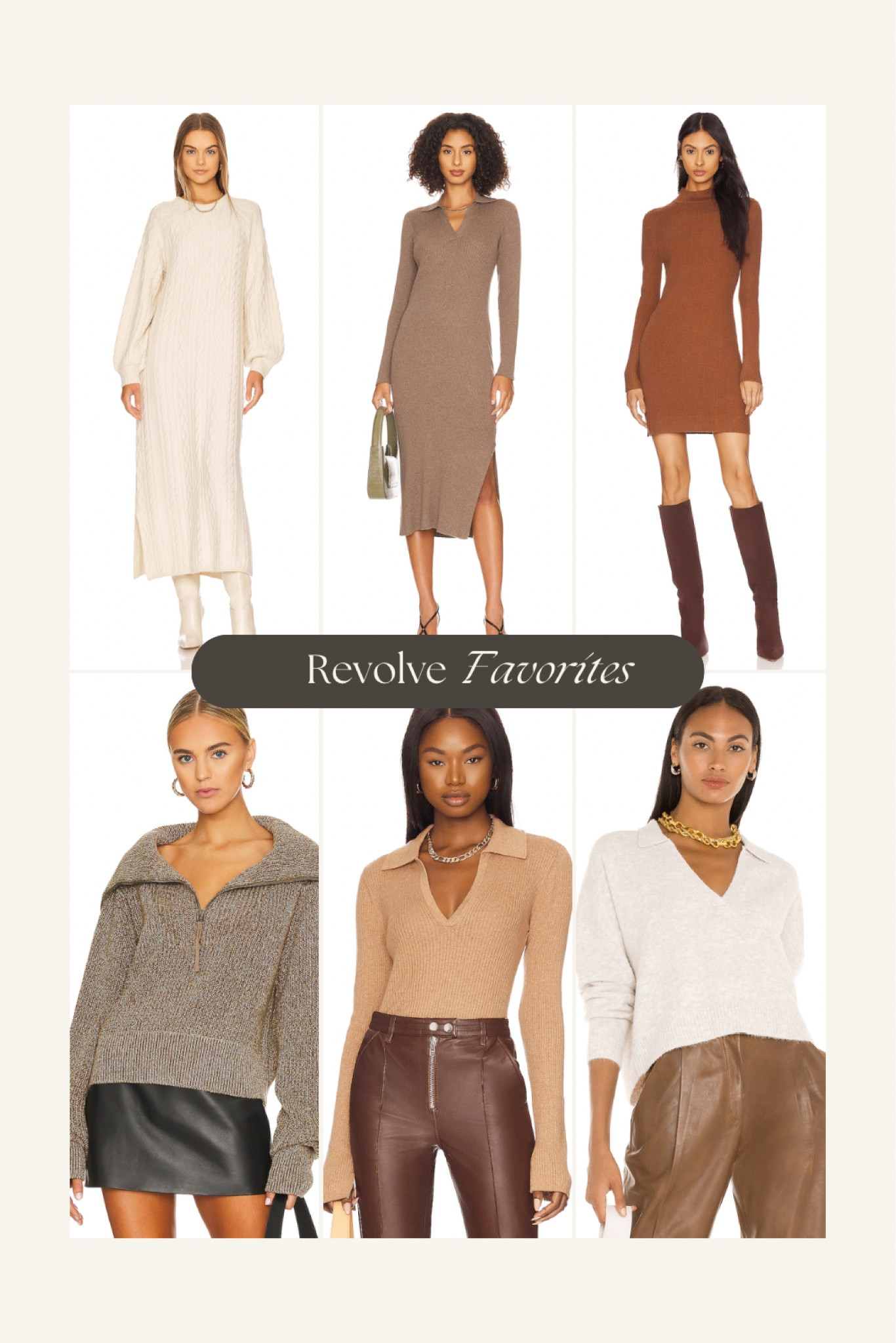 Revolve Fall Favorites: Fall outfits, fall sets, fall looks, fall dresses, leather pants, gold jewelry, fall knit, knitwear, sweater, fall chic, workwear, business casual 

#LTKstyletip #LTKworkwear #LTKSeasonal
