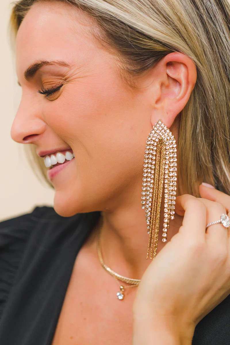 Rhinestone Snake Chain Earrings | BluePeppermint Boutique