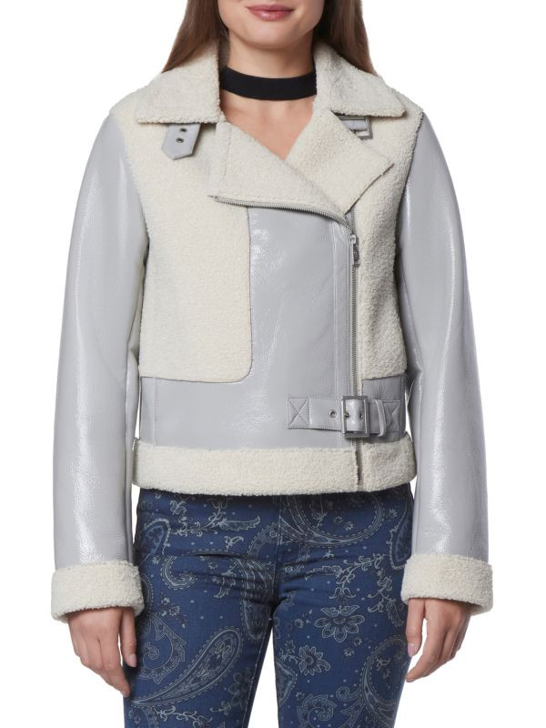 Udall Mixed Media Faux Fur Moto Jacket | Saks Fifth Avenue OFF 5TH