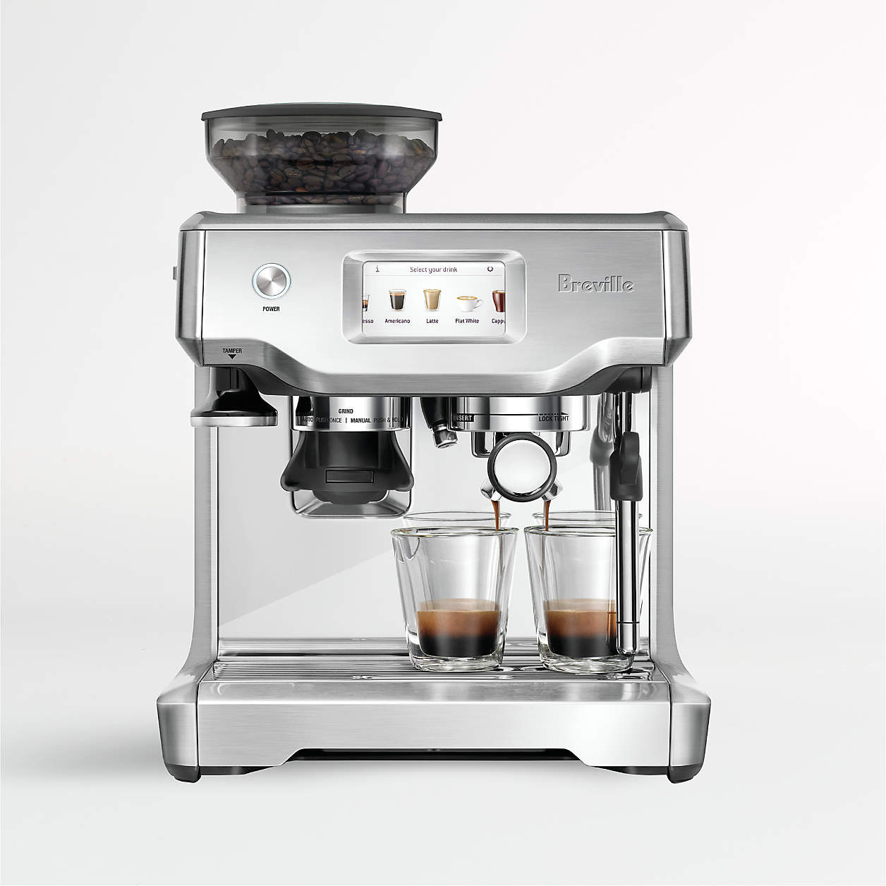 Breville Barista Touch Damson Blue Espresso Machine with Steam Wand + Reviews | Crate & Barrel | Crate & Barrel