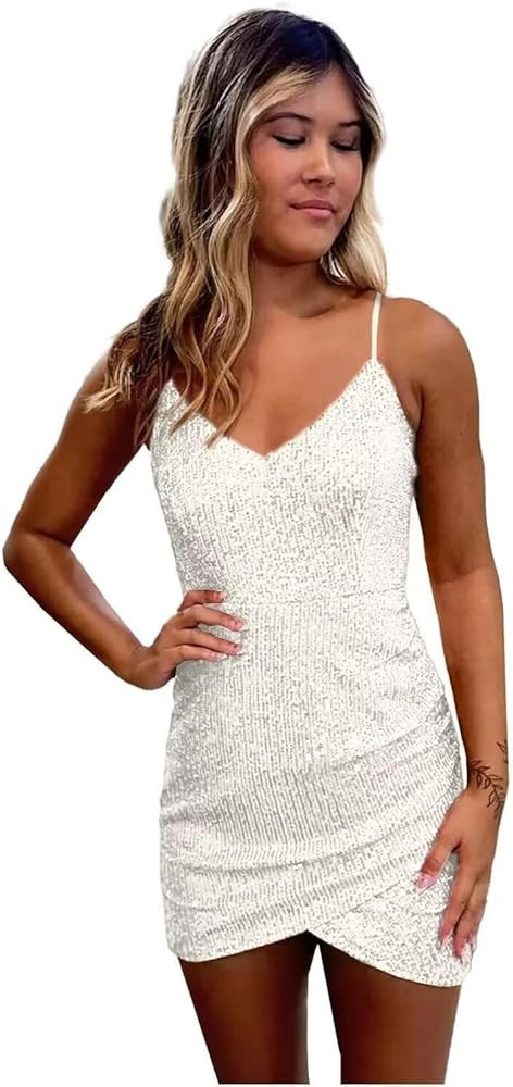V Neck Homecoming Dresses Mermaid Short Sequin Formal Cocktail Gowns for Women,R260 | Amazon (US)