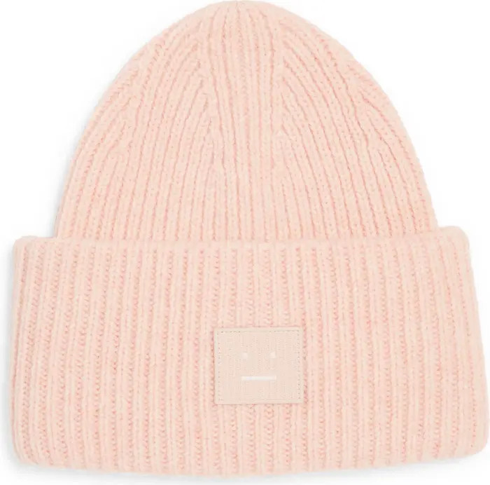 Acne Studios Pansy Face Patch Rib Wool Beanie | Nordstrom | Nordstrom
