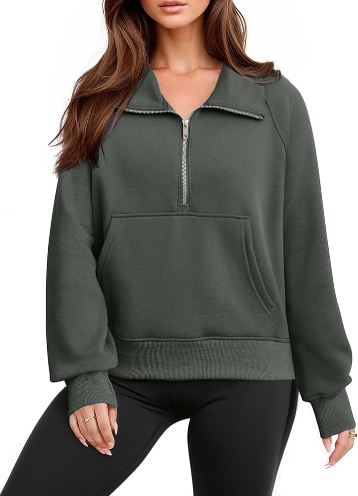 Glamaker Womens Sweatshirts Half Zip Pullover Fleece Cropped Comfort Fall Loose Outfits Fashion L... | Amazon (US)