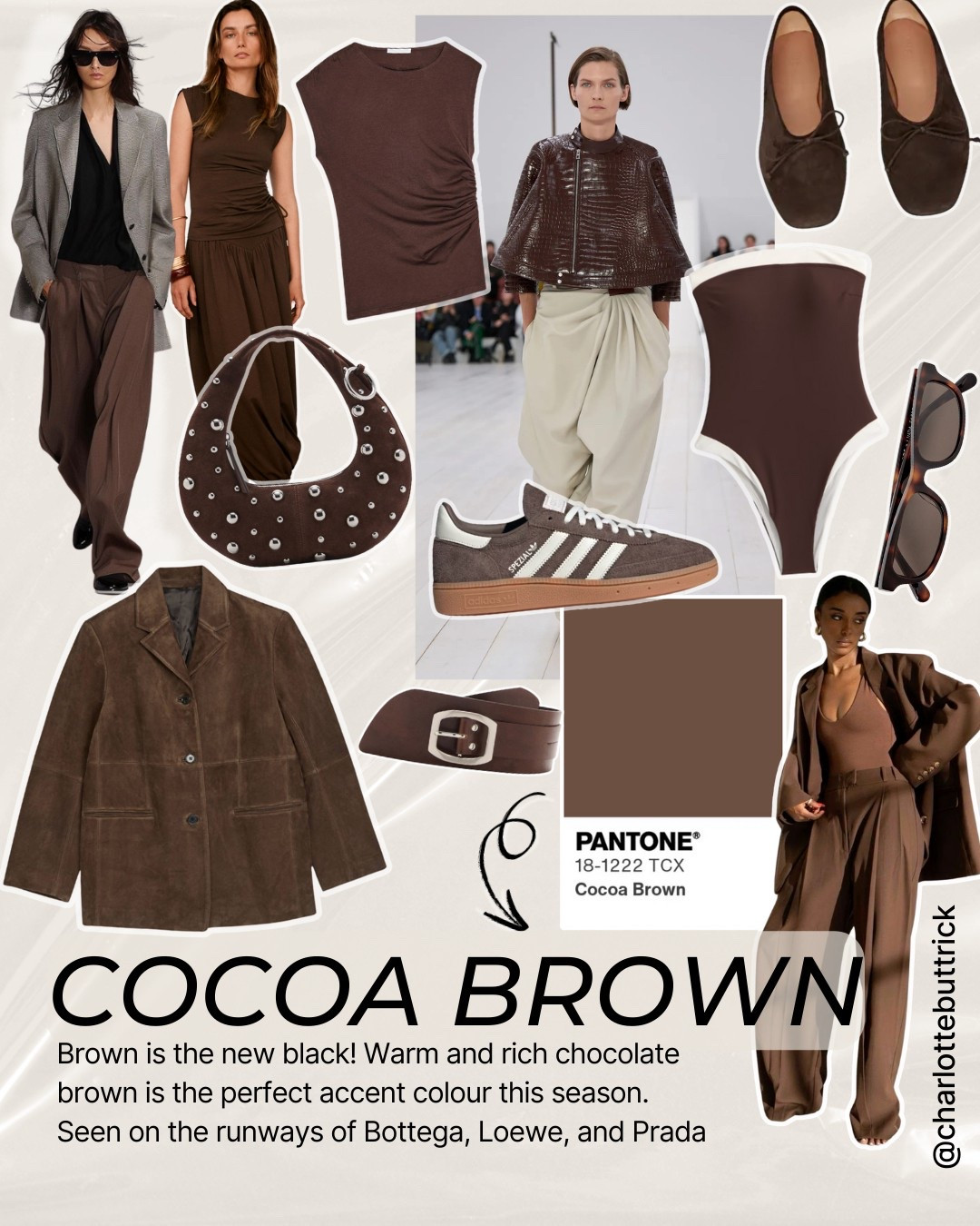 Chocolate brown - cocoa brown - dark brown - Pantone trending colours 2025 - chocolate brown handbag - brown suede bag - dark brown suede blazer - Zara jacket - Zara blazer - suede ballet flats - Arket - brown sunglasses - adidas spezial trainers earth strata - trending trainers - brown jeans - mango jeans - Zara top - brown suede shoes - COS - Abercrombie jeans - brown swimsuit 

#LTKFashionMonth #LTKspring #LTKuk
