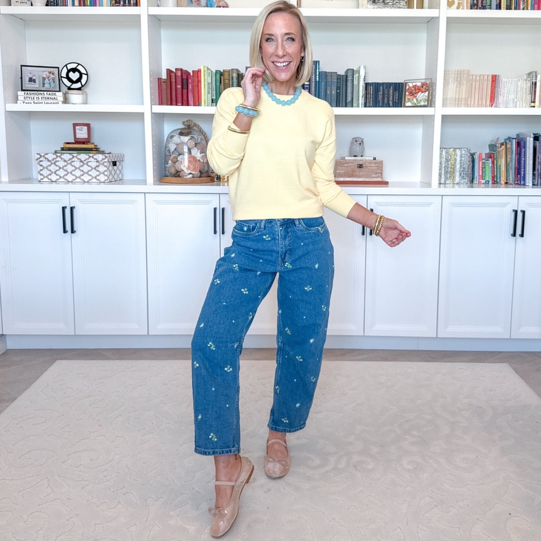 Walmart - finds under $20. Crewneck Sweater - size XS. $14.98. 5 colors. * Embroidered Mid Rise Cropped Barrel Jeans - size 0. $32. 

 

#LTKSeasonal #LTKOver40