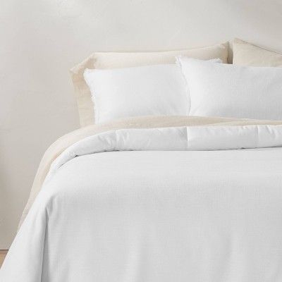 Full/Queen Heavyweight Linen Blend Comforter & Sham Set White - Casaluna™ | Target