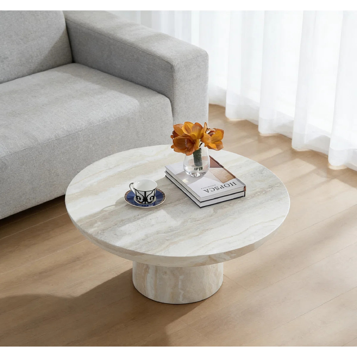 Beige Fiberglass Coffee & End Table Set, Cave-Inspired Stone Surface Crafted Via Precise Cutting ... | Wayfair North America