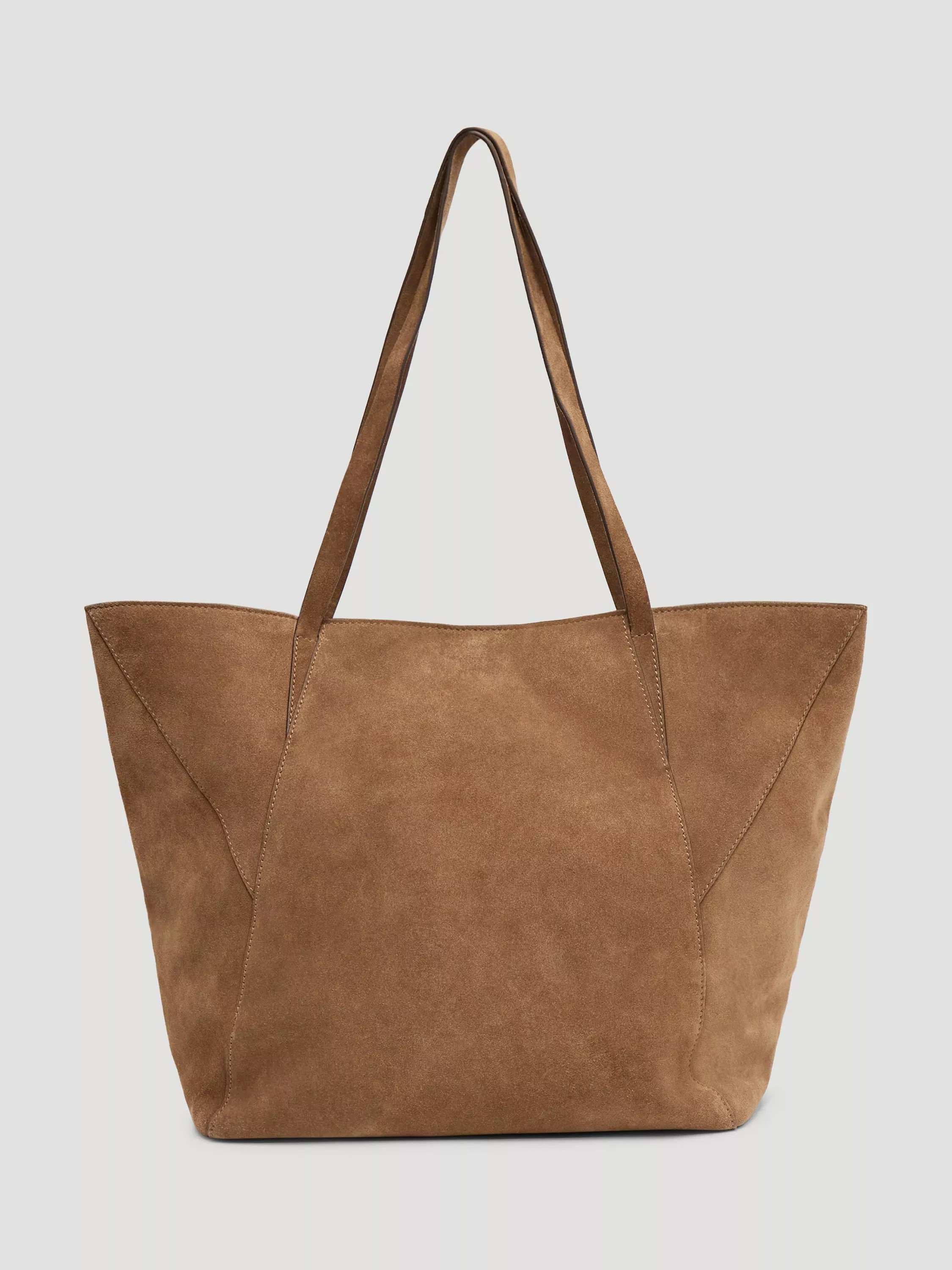 HUSH Saffie Pure Suede Tote Bag, Tan Brown | John Lewis (UK)