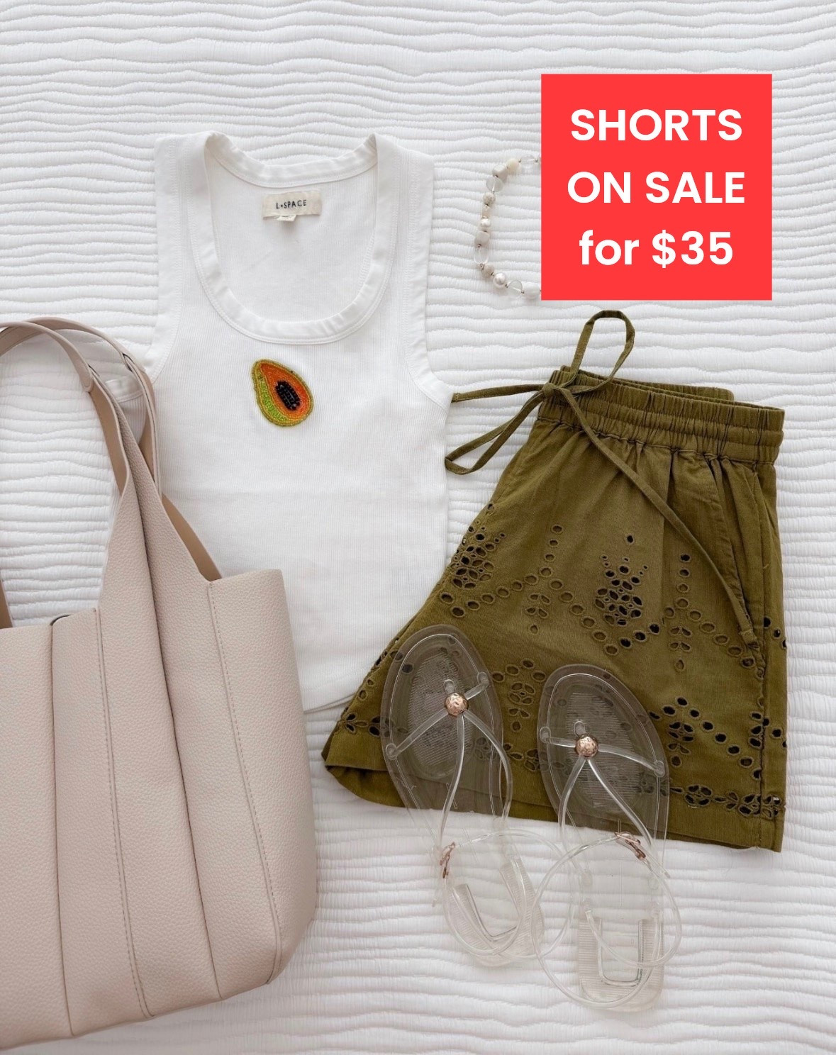 Eyelet shorts on sale for $35.

#LTKSaleAlert #LTKootd #LTKOver40