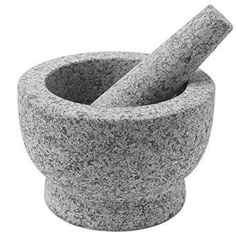 ChefSofi Mortar and Pestle Set - 6 Inch - 2 Cup Capacity - Unpolished Heavy Granite for Enhanced ... | Amazon (US)