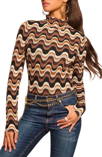 Ramy Brook Prudence Swirl Mock Neck Top in Black Multi at Nordstrom Rack, Size Large | Nordstrom Rack