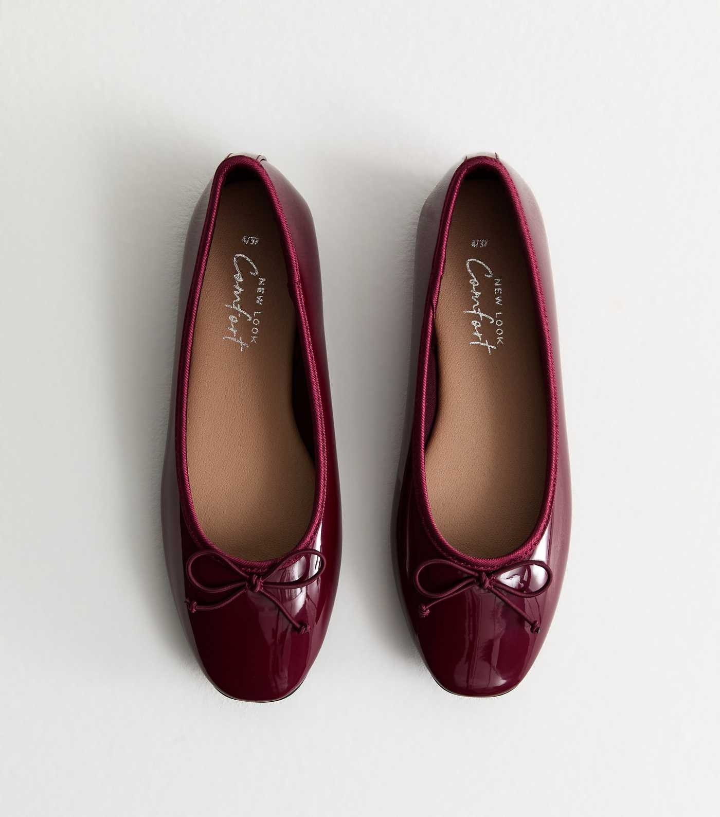 Burgundy Patent Leather-Look Ballerina Pumps
						
						Add to Saved Items
						Remove from Sa... | New Look (UK)