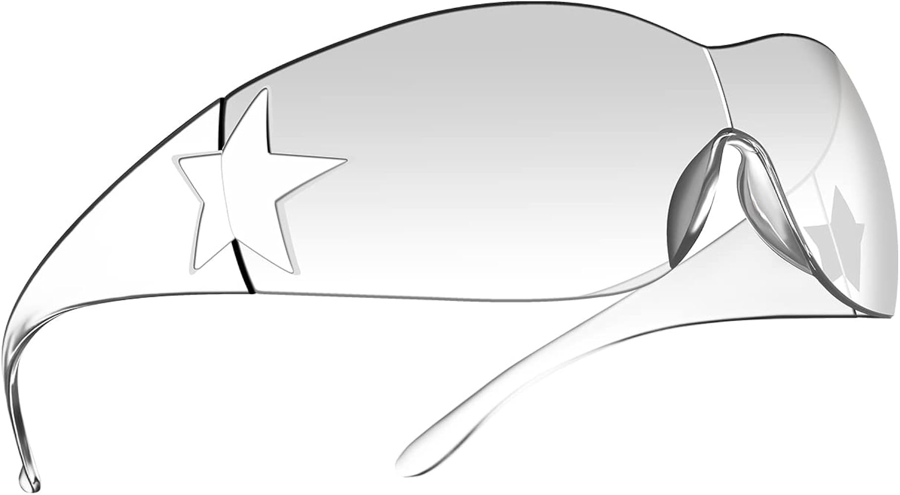 Rimless Y2K Sunglasses for Women Men,Trendy Shield Wrap Around Sunglasses Oversized Fashion Frame... | Amazon (US)