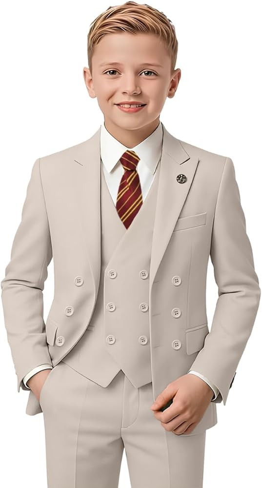 Boys Suit Kids Tuxedo Double Breasted Suits for Boy Dress Pants Set Slim Fit Formal Wedding Ring ... | Amazon (US)