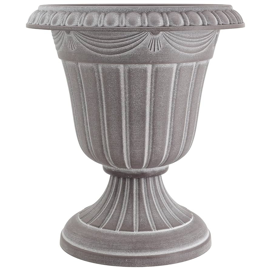 PL10WW Classic Traditional Plastic Urn Planter, 15" x 13", Whitewash | Amazon (US)