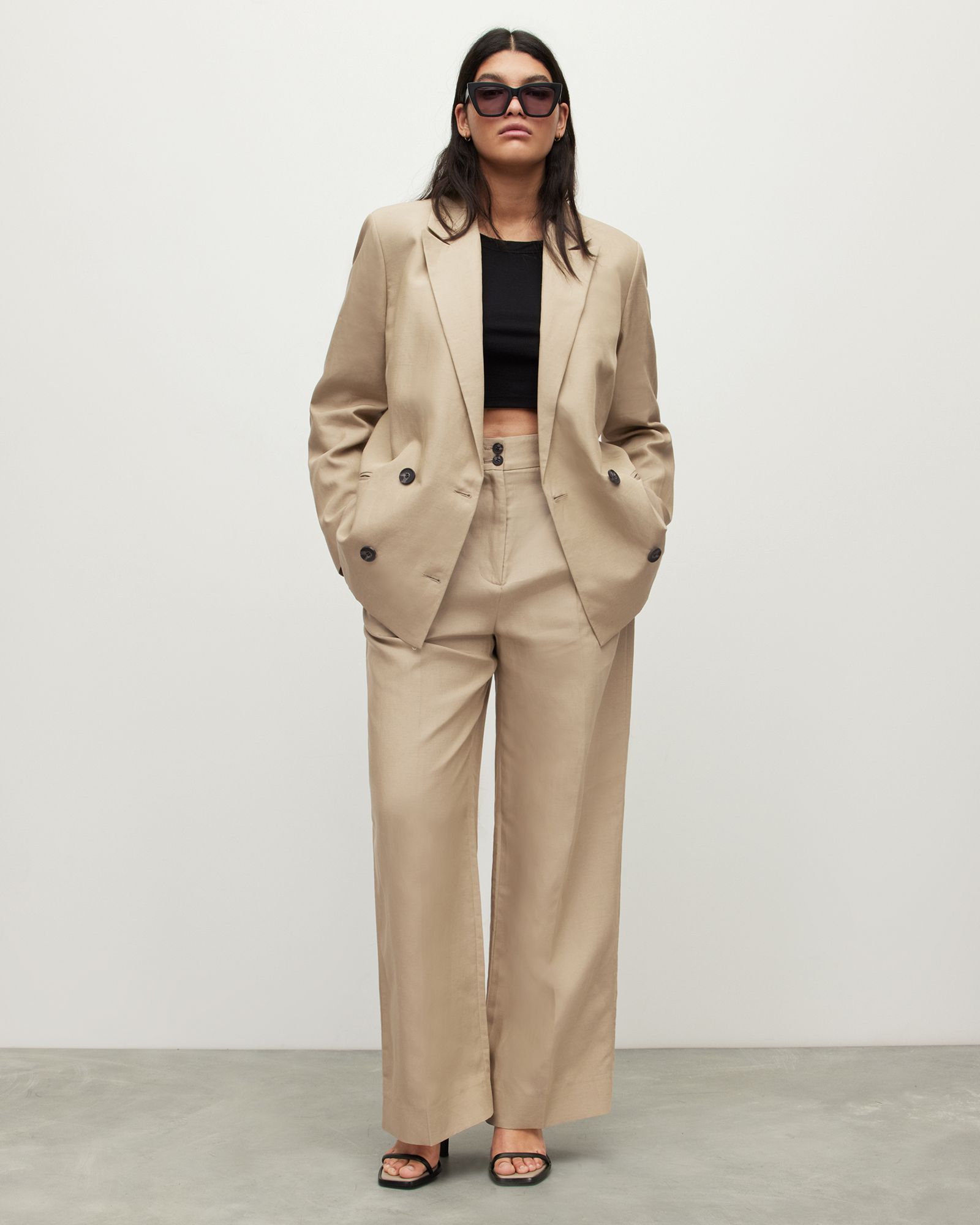 Petra Linen Blend Blazer | AllSaints UK
