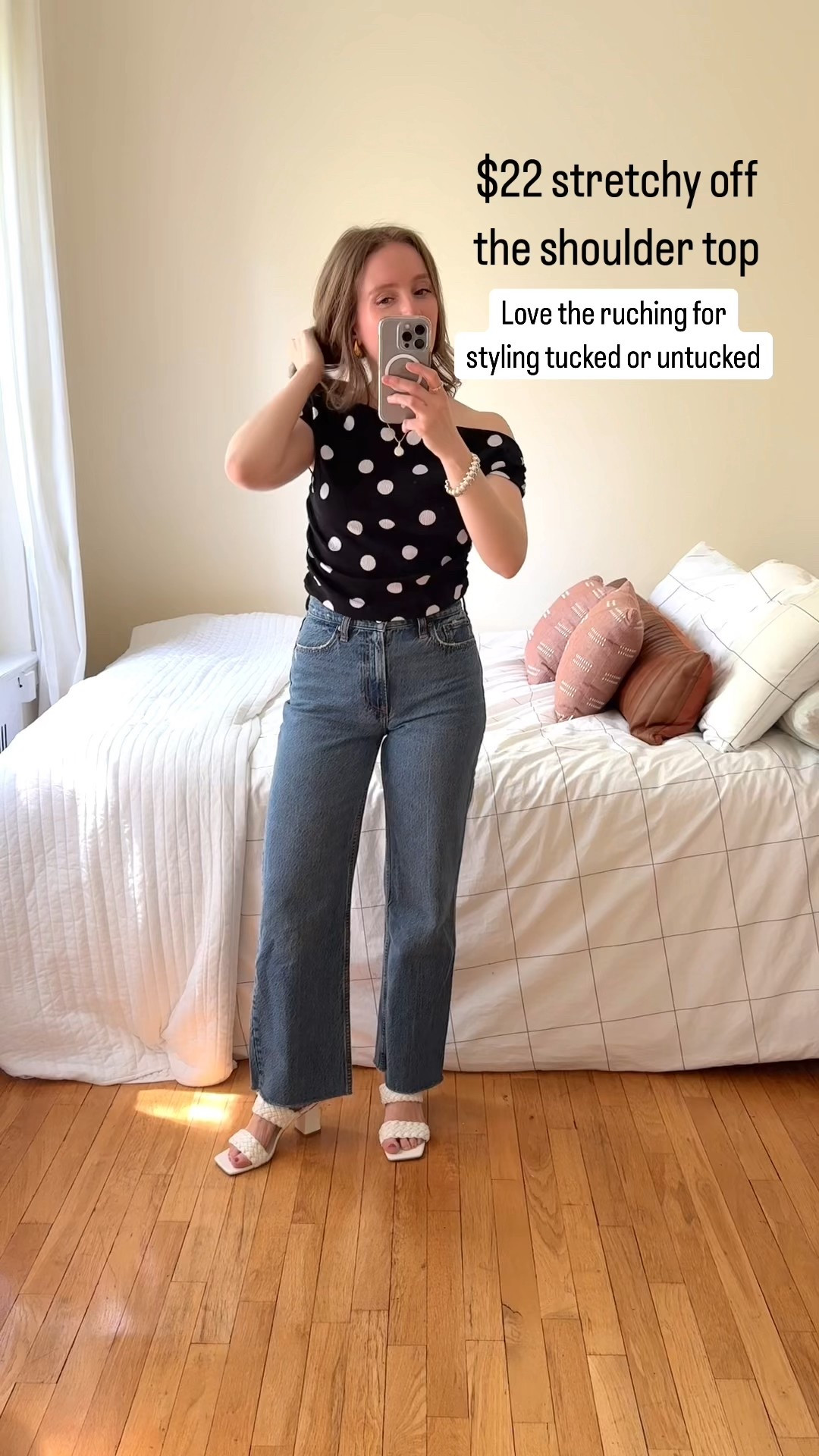 Chic 50% off black and white outfits xs polka dot top   

#LTKSaleAlert #LTKStyleTip