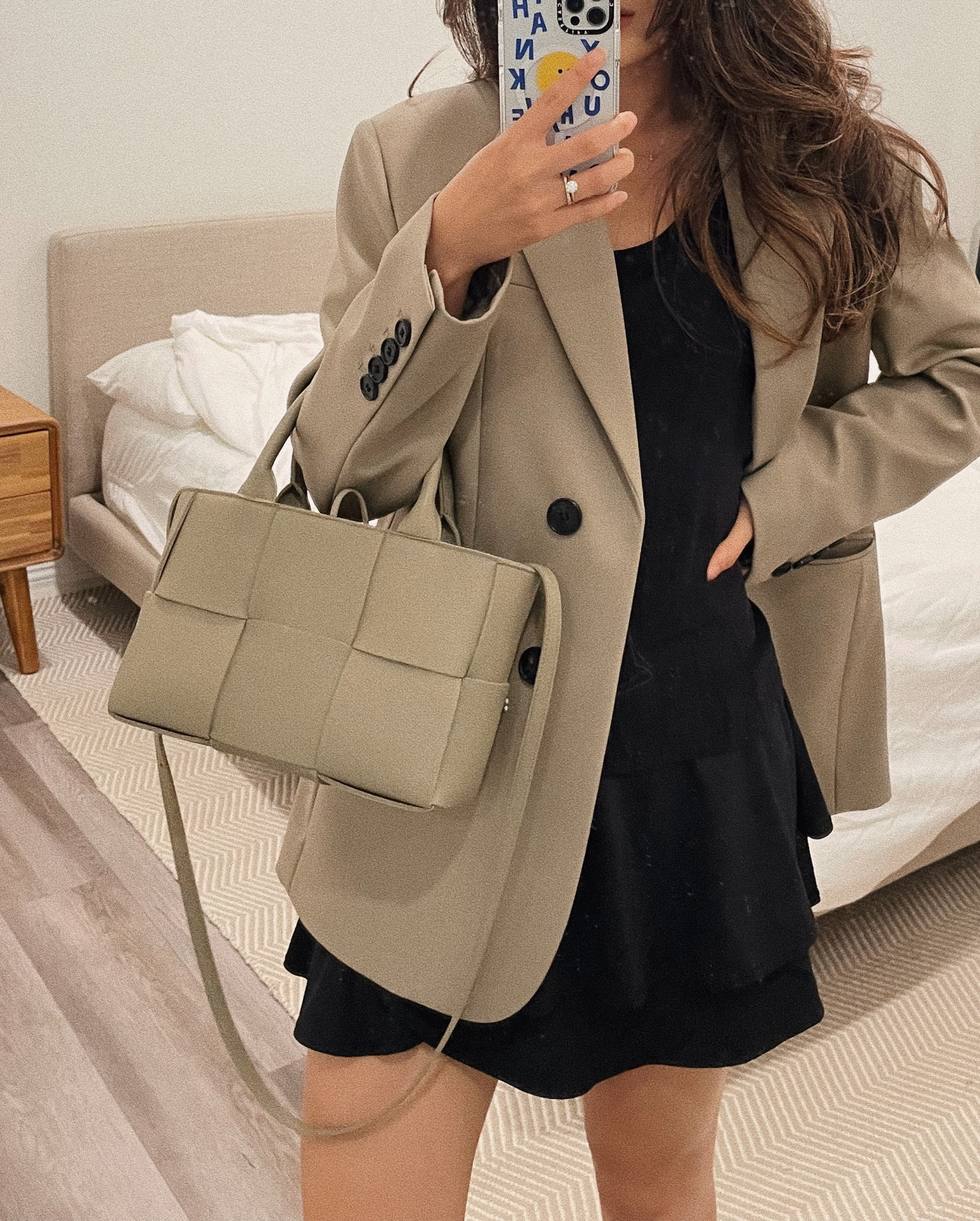 Minimal elevated chic casual oversized blazer skirt girly spring fall outfit office fashion bottega veneta classy neutral look

#LTKworkwear #LTKstyletip #LTKsalealert