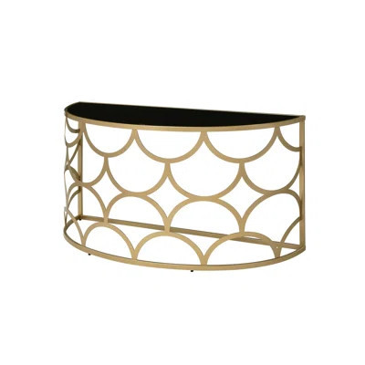 Gold Console Table, 8mm Tempered Glass Half-moon Top, Metal Base, 70lbs Weight Limit, 29" H, No Storage Option Available Finish Top & Capacity, Reclin | Wayfair North America