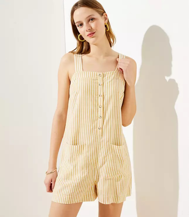 LOFT Beach Striped Patch Pocket Romper | LOFT | LOFT