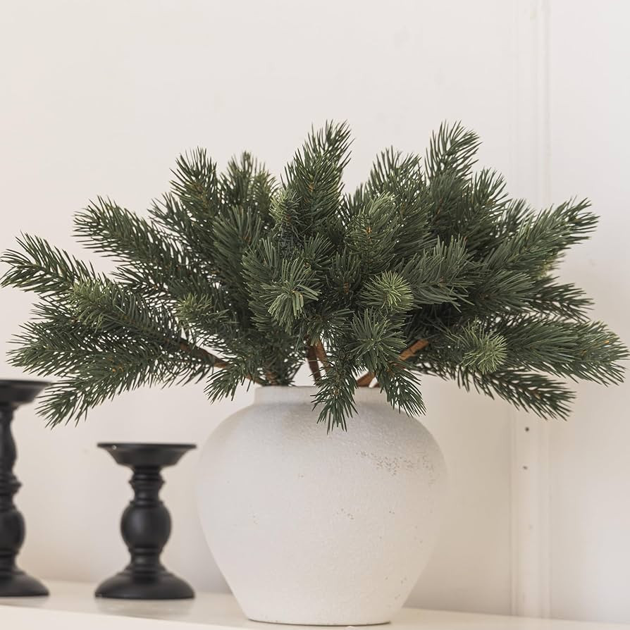 MISSPIN 12 Pcs 19.5 Inches Christmas Cedar Branches, Cedar Artificial Christmas DIY Crafts Faux B... | Amazon (US)