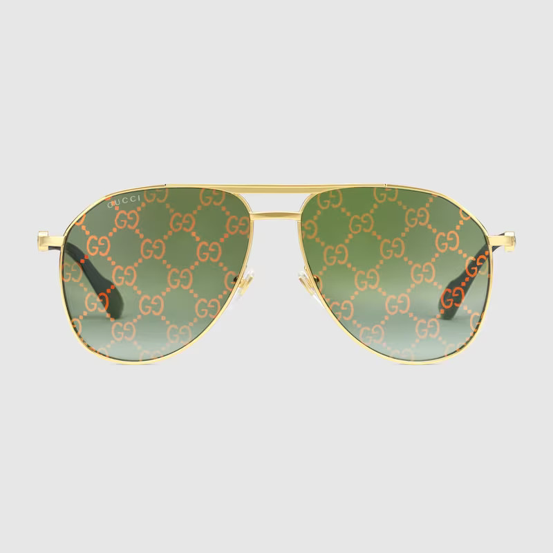 GUCCI Aviator Frame Sunglasses, Gold | Gucci (US)