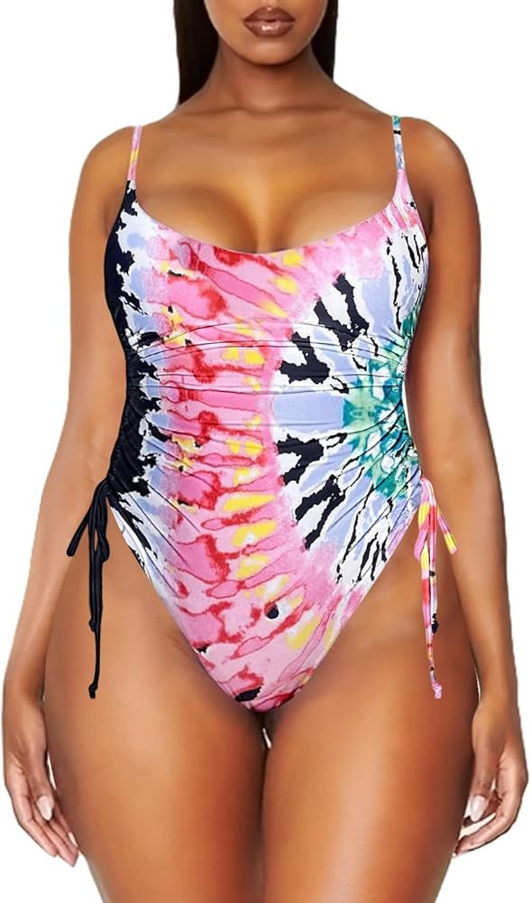 Viottiset Women's Ruched High Cut One Piece Swimsuit Tummy Control Bathing Suit Monokini | Amazon (US)