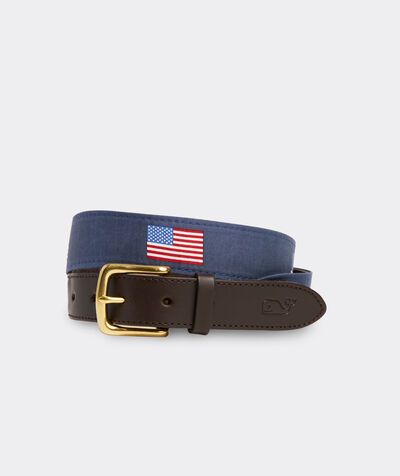 Leather American Flag Club Belt | vineyard vines