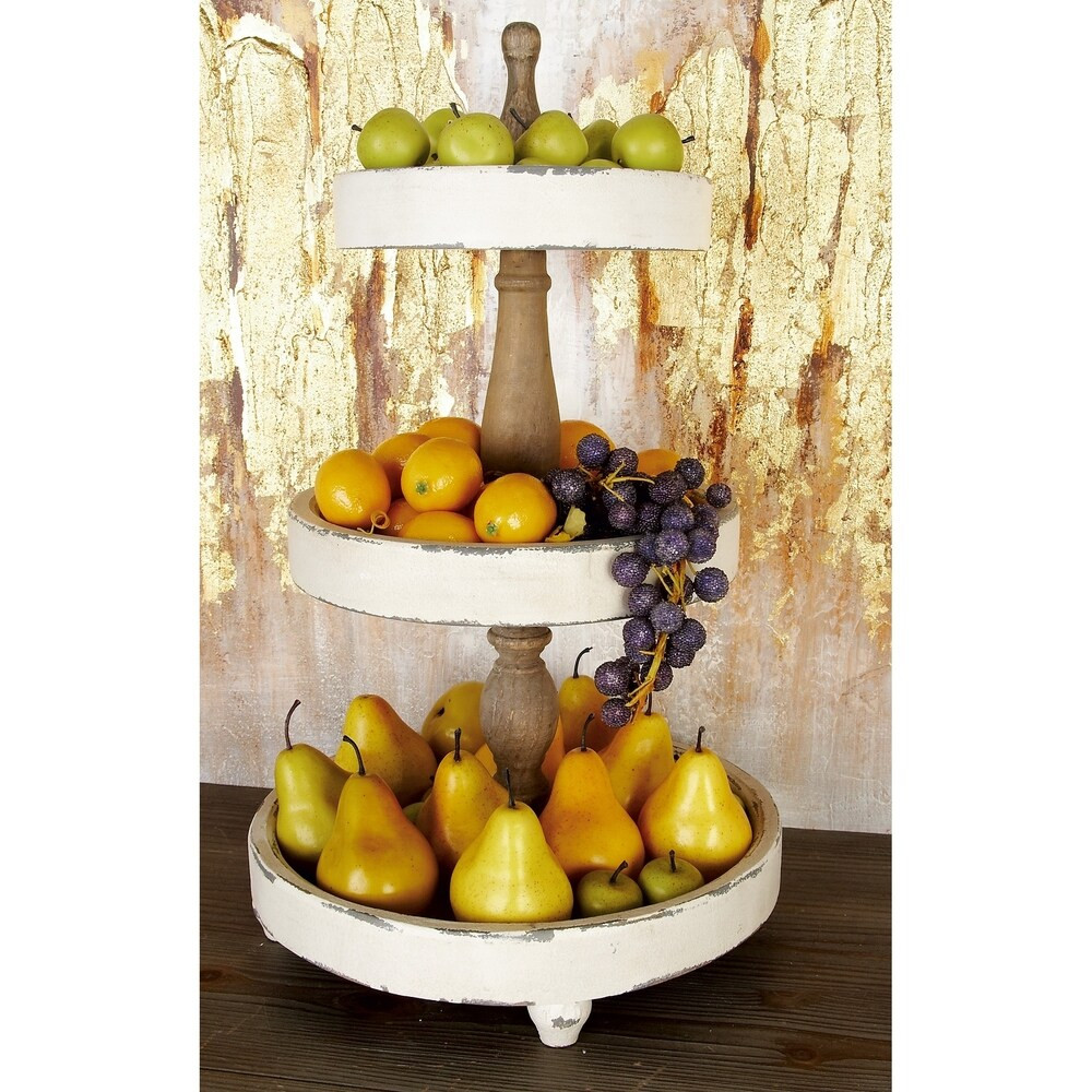 Farmhouse 25 x 15 Inch Wooden 3-Tier Serving Tray by Studio 350 (WOOD 3 TIER TRAY 25"H, 15"W) | Bed Bath & Beyond