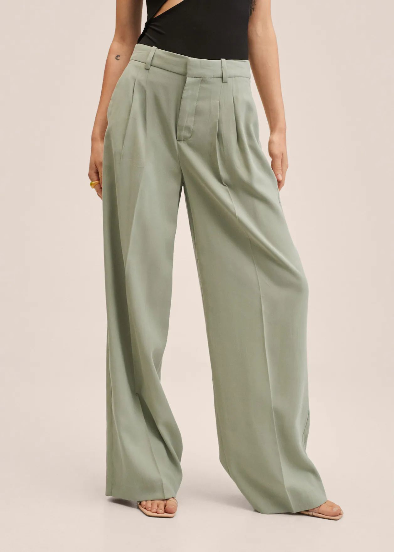 Wideleg pleated trousers | MANGO (US)
