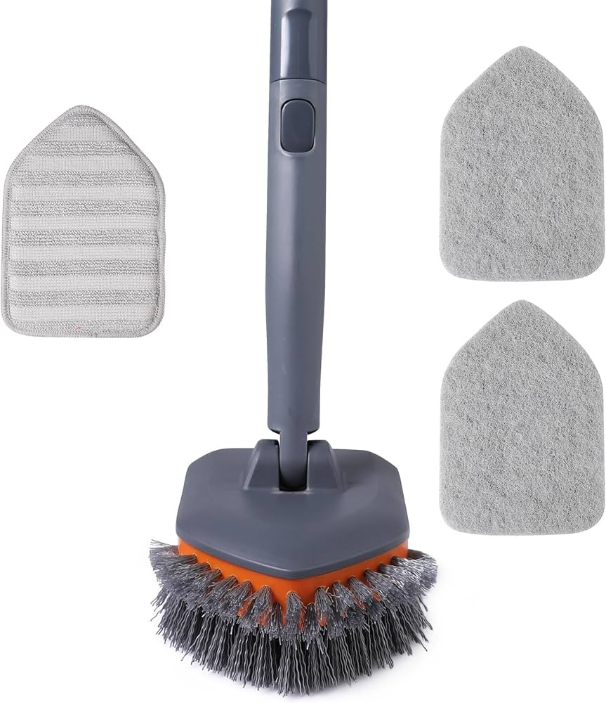Tub Tile Scrubber Brush with 3 Different Function Cleaning Pads and 56" Extendable Long Handle-No... | Amazon (US)