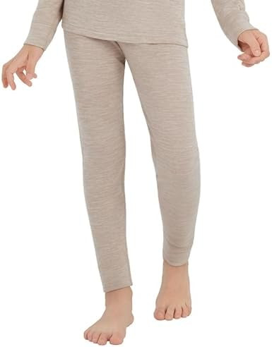 woolcano Kids Unisex 100% Merino Wool Base Layer Pants Lightweight Thermal Underwear Bottom | Amazon (US)