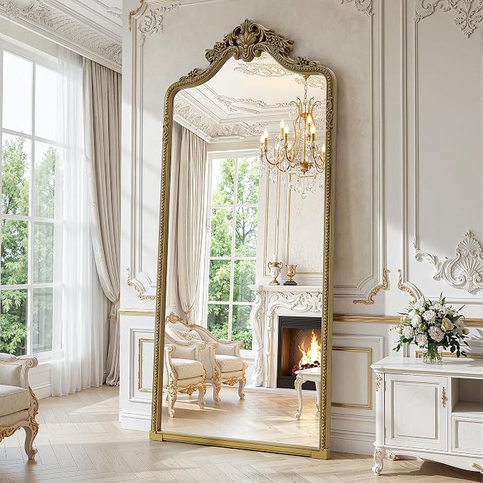 71"x32"Arched Full Length Floor Mirror, Gold Traditional Ornate Antique | Carved Garland Frame Bo... | Amazon (US)