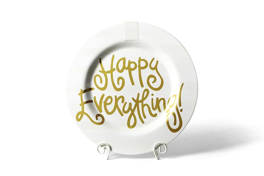 Happy Everything White Stripe Big Round Platter | Amazon (US)