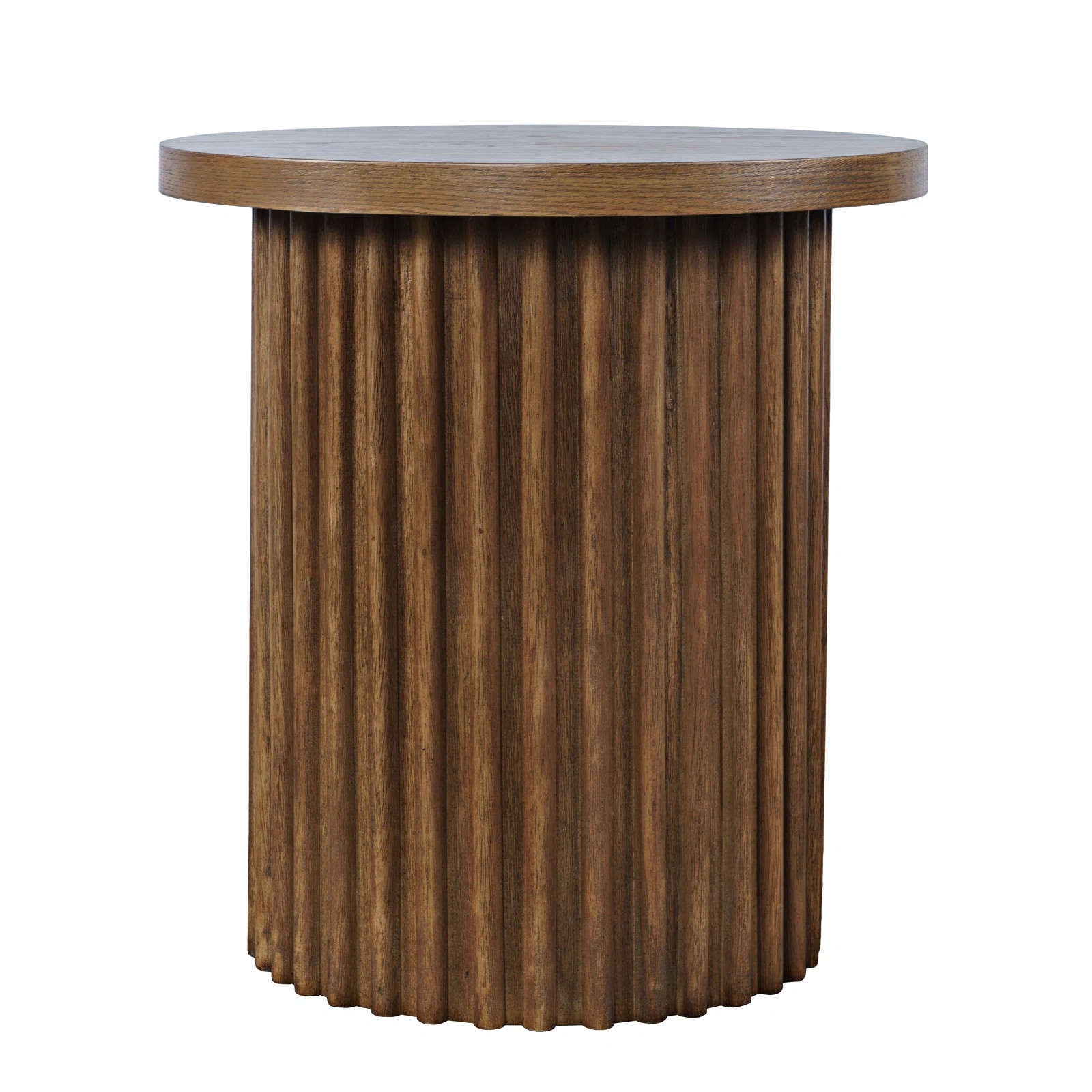 Rovena 24" Round Mid-Century Modern Fluted Pedestal Base End Table | Wayfair North America