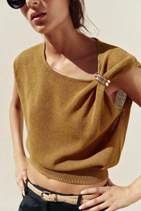 KNIT TRIM TOP | Zara US