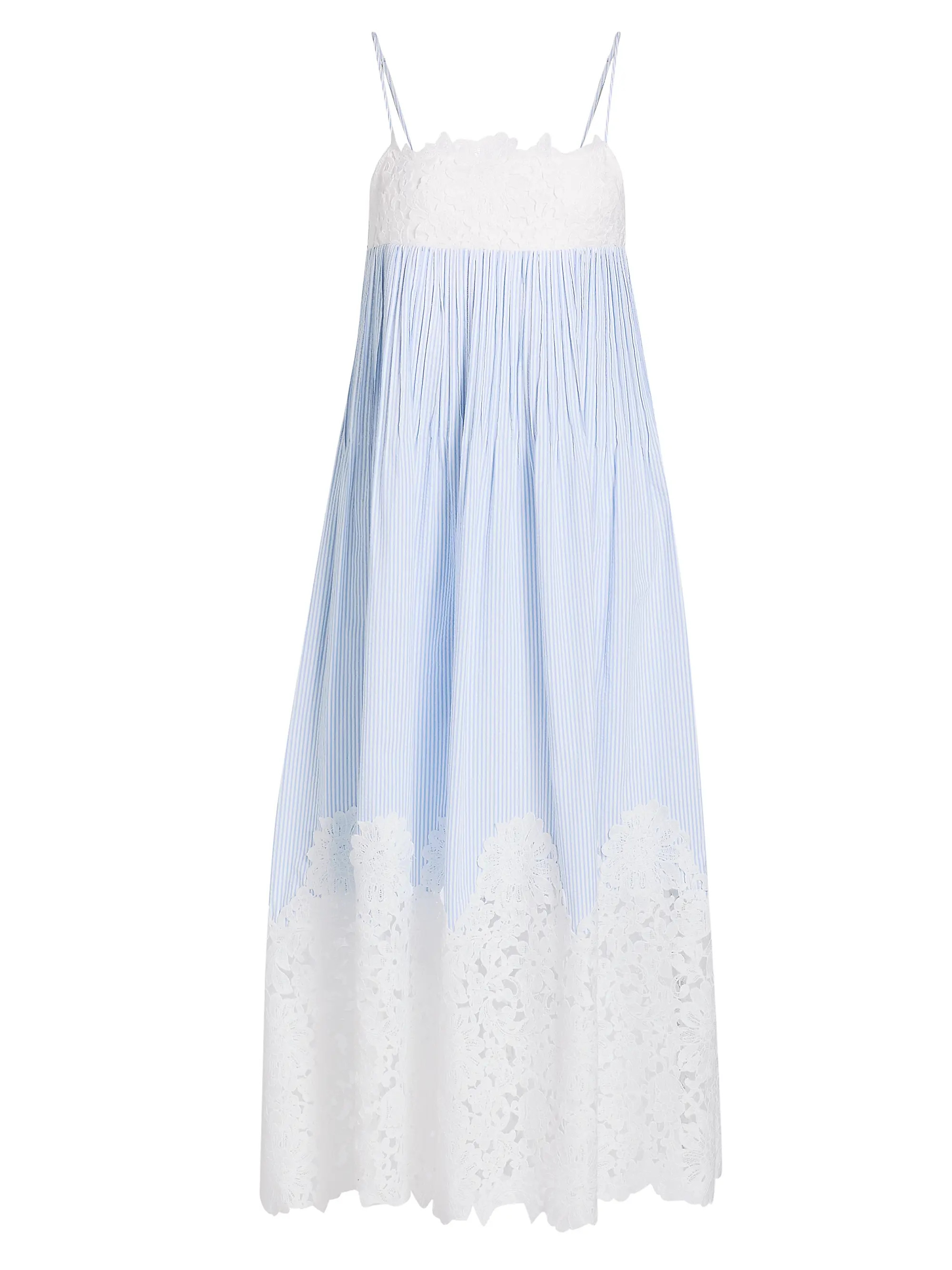 Generation Love Juniper Lace-Trimmed Seersucker Midi-Dress | Saks Fifth Avenue | Saks Fifth Avenue