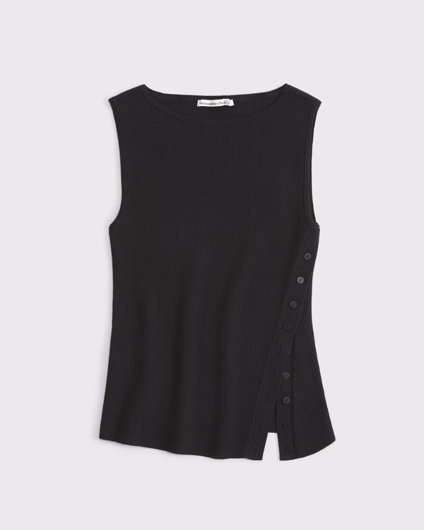 Asymmetrical Button Sweater Tank | Abercrombie & Fitch (US)