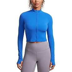 CRZ YOGA Womens Butterluxe Full Zip Cropped Workout Jacket Slim Fit Lightweight Athletic Yoga Top... | Amazon (US)