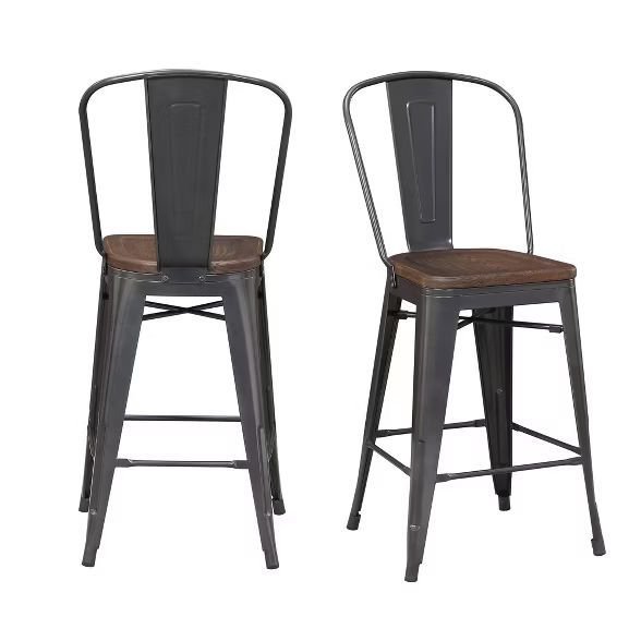 2pc Logan Counter Height Barstools Set Gray - Picket House Furnishings | Target