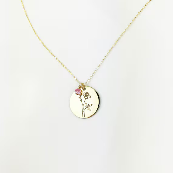 Personalised Birth Flower and Birthstone Necklace 925 | Etsy | Etsy (US)