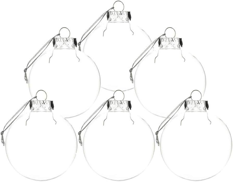 BDSJBJ 12Pcs Clear Ball Ornaments, 4 Inch Plastic Round Clear Ball Decorations Christmas Ornament... | Amazon (US)