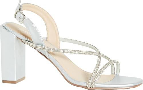 City Chic Women's Sparkle Glitz Heel, Silver, EU40 | Amazon (US)