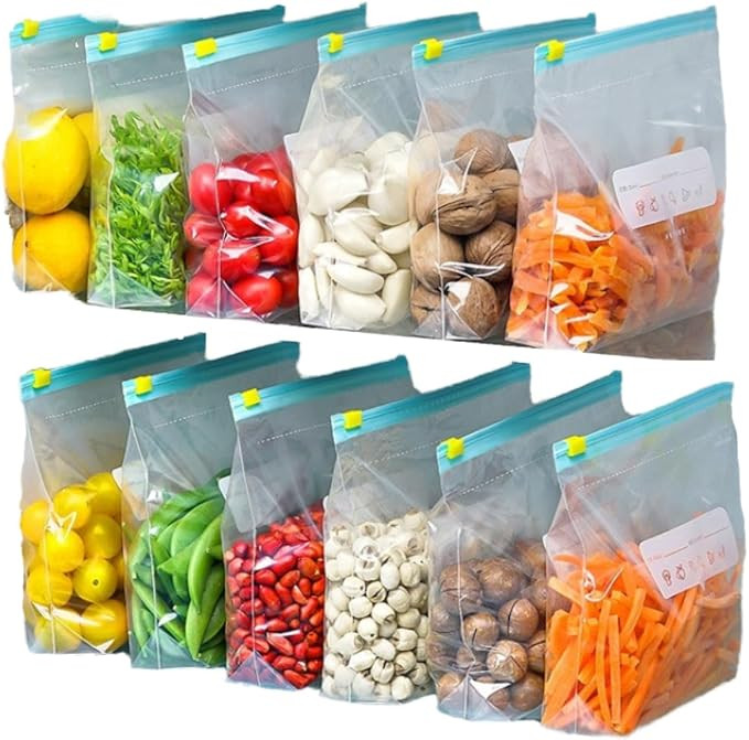 Saco Hermetico 15 unidades Com Zip - Armazenar e Organizar Alimentos Reutilizável - Saco Para Co... | Amazon (BR)