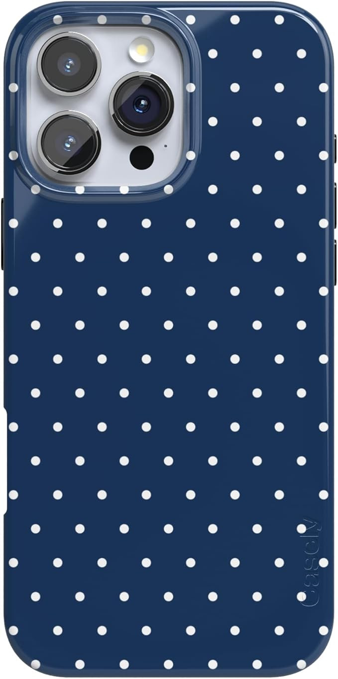 Casely iPhone 16 Pro Max Case | On the Dot | Navy Polka Dot | Compatible with MagSafe | Classic U... | Amazon (US)