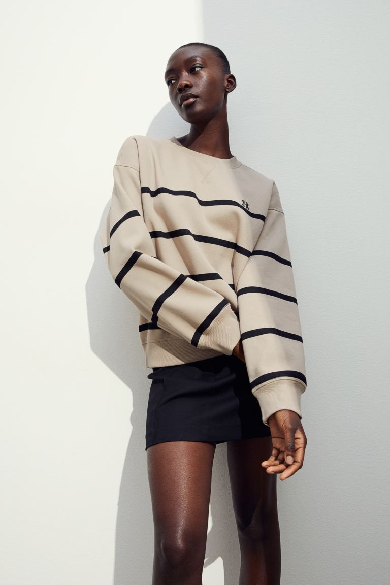 Sweatshirt - Beige/striped - Ladies | H&M US | H&M (US + CA)